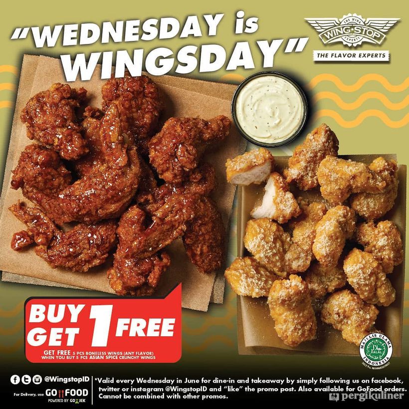 Buy 1 Get 1 Free Every Wednesday di Wingstop