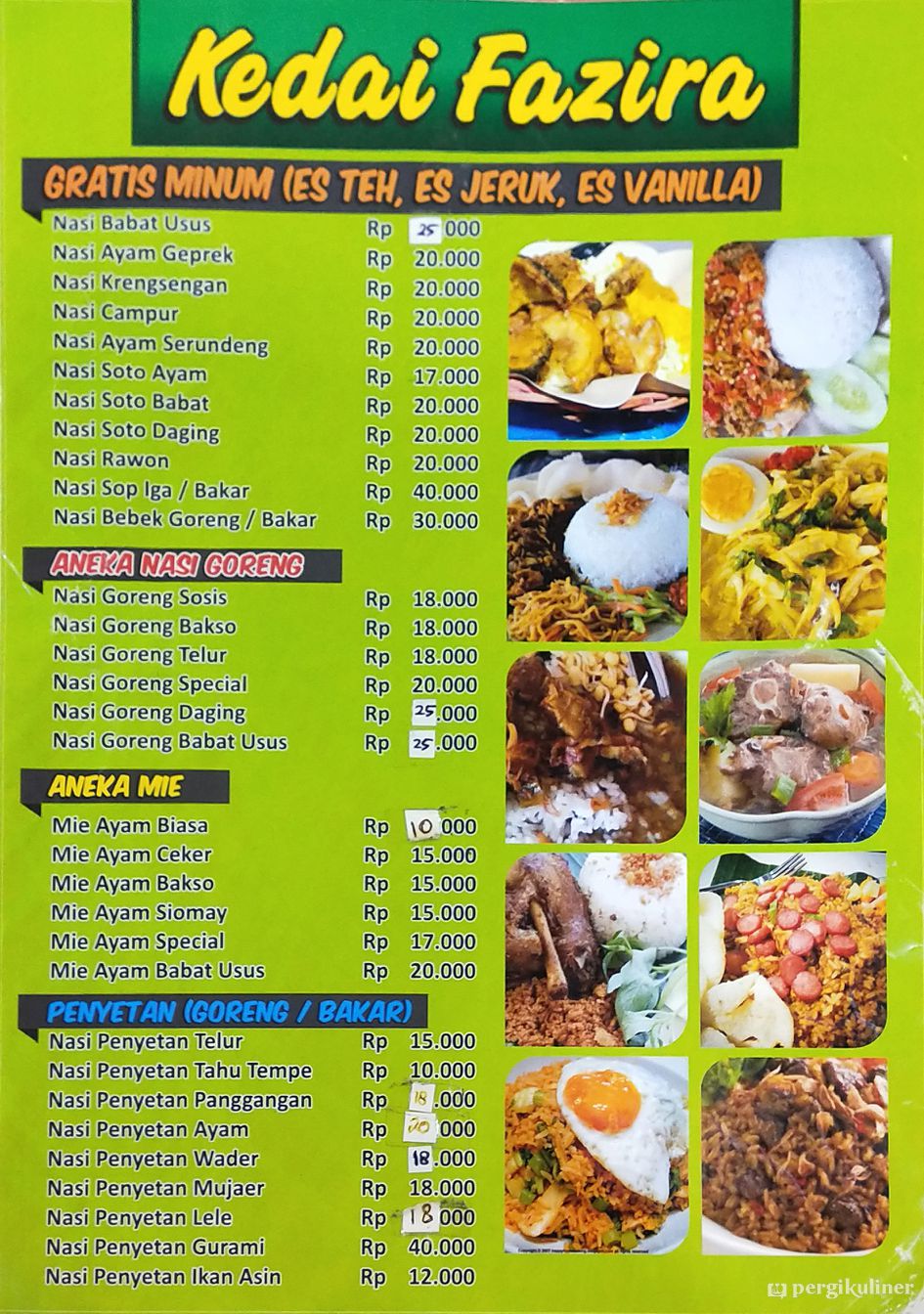 Selalu Diperbarui Menu Kedai Fazira Wonokromo Surabaya