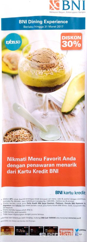 30% - Kartu Kredit BNI di Excelso