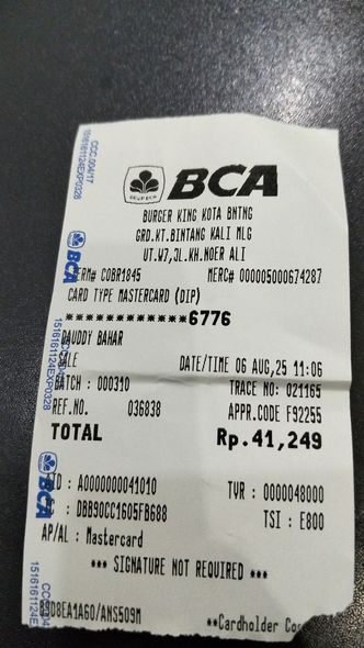 Foto Makanan di Burger King
