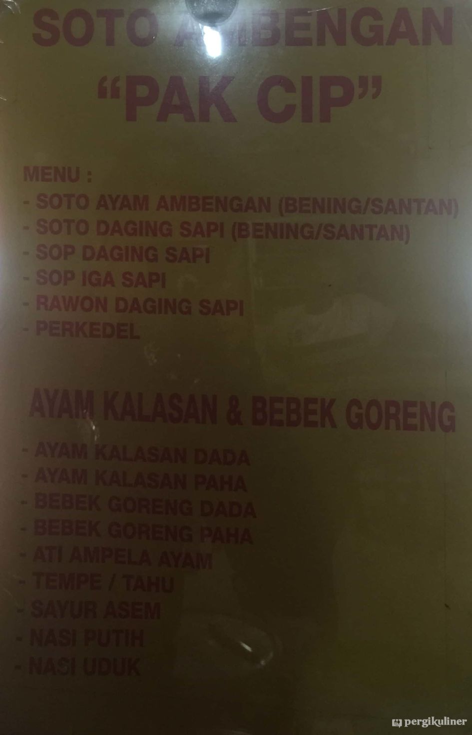 Selalu Diperbarui Menu Soto Ambengan Pak Cip Cengkareng