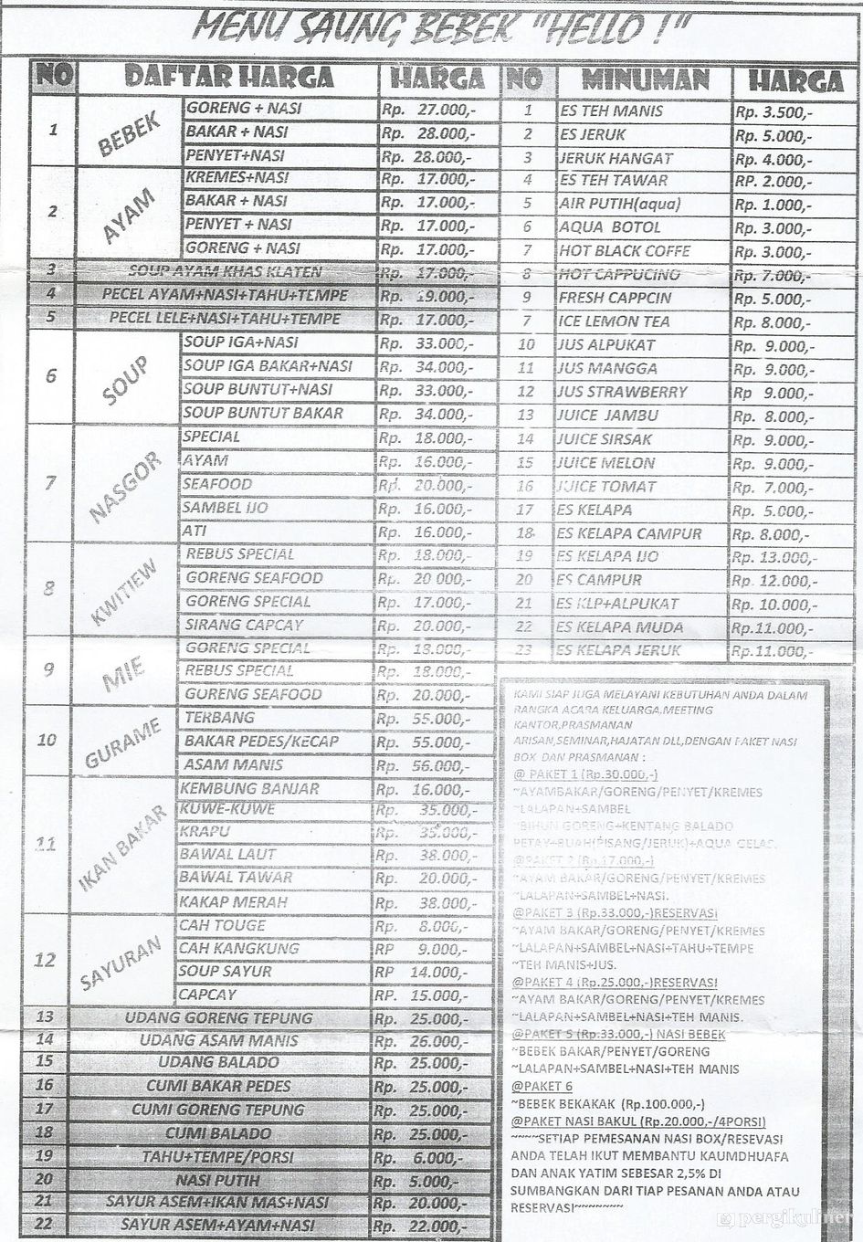 Selalu Diperbarui Menu Saung Bebek Hello Pasar Minggu