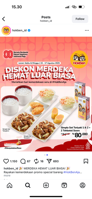 Foto review HokBen (Hoka Hoka Bento) oleh Cyntia // IG: @cyntiahbsr 1