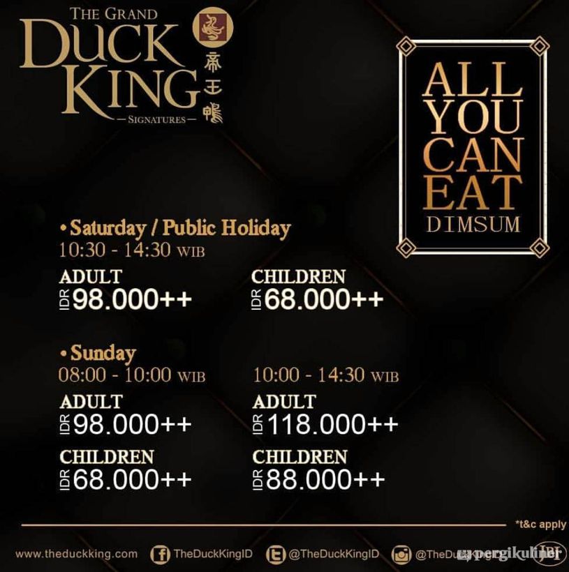 All You Can Eat Dimsum, Harga Normal di The Grand Duck King Signature