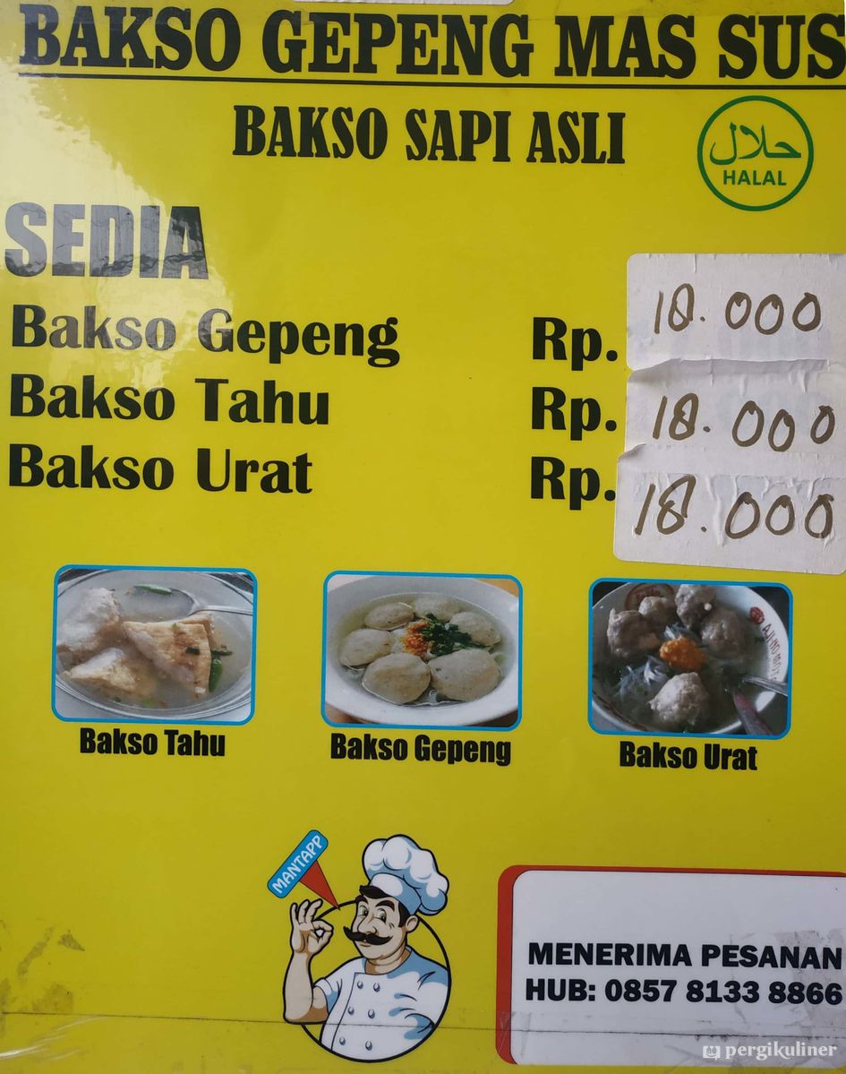 Selalu Diperbarui Menu Bakso Gepeng Mas Sus Kelapa Gading