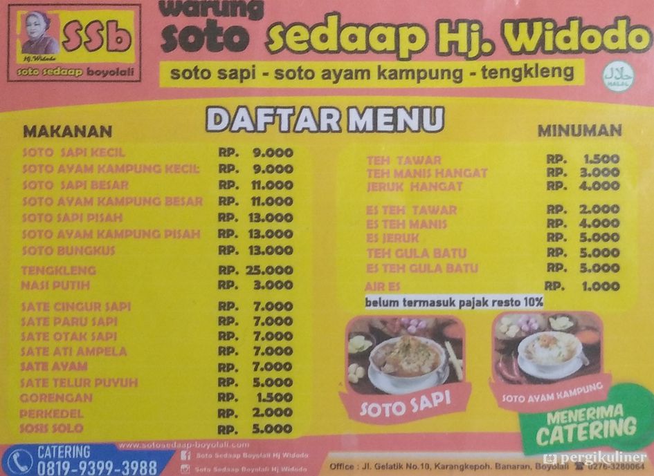 Selalu diperbarui! Menu Soto Sedaap Boyolali Hj. Widodo, Buah Batu, Bandung