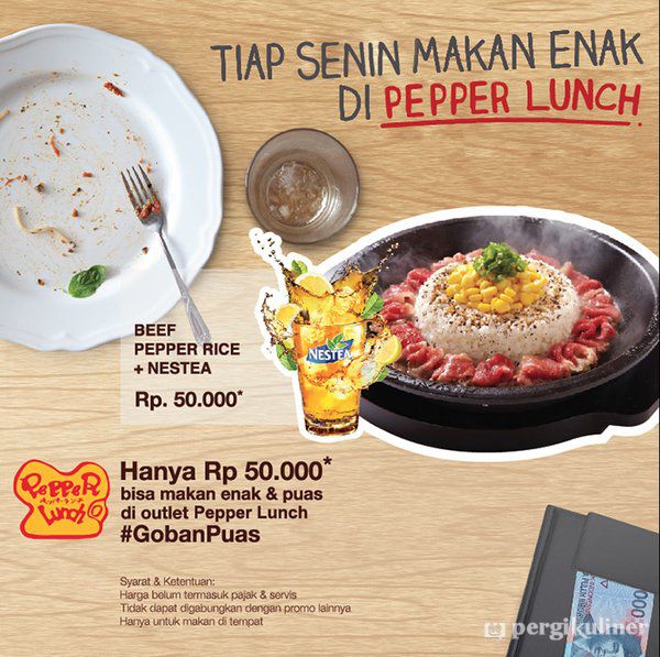 Senin Ceria! Beef/Chicken Pepper Rice + Nestea (Lemon Tea/Lemonade) hanya 55rb, NET di Pepper Lunch