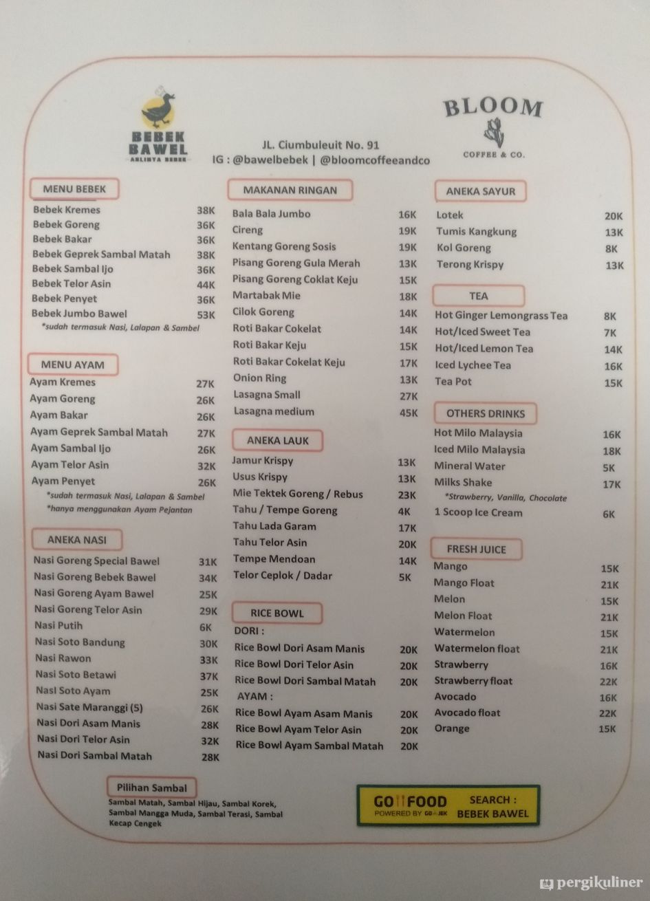 Selalu Diperbarui Menu Bebek Bawel Ciumbuleuit Bandung