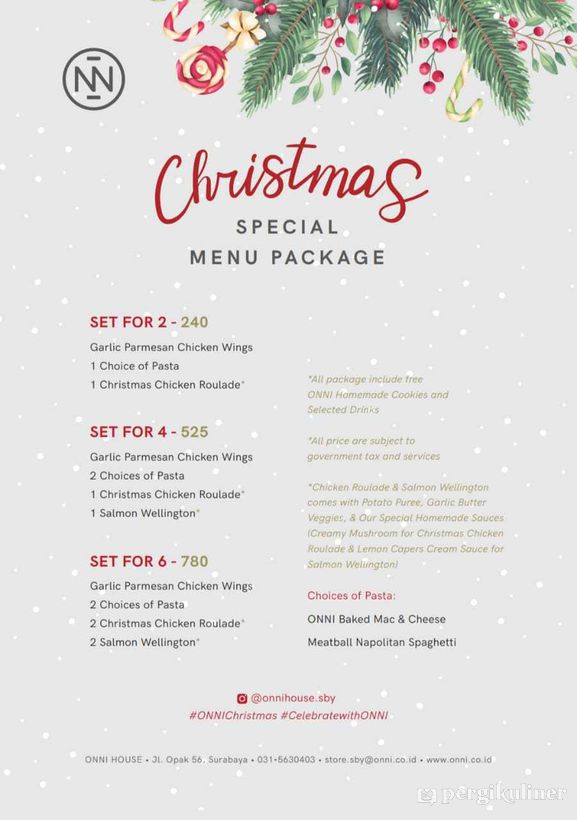 Christmas Set Menu Promo Dan Diskon Di Onni House Wonokromo Surabaya