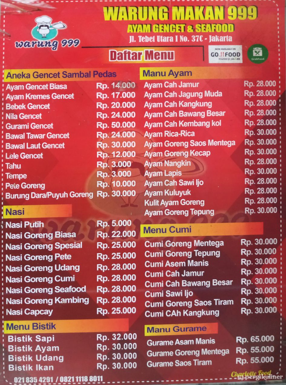 Selalu diperbarui! Menu Warung Makan 999, Tebet