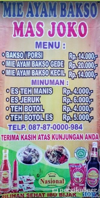 Selalu Diperbarui Menu Mie Ayam Baso Mas Joko Bogor Utara Bogor