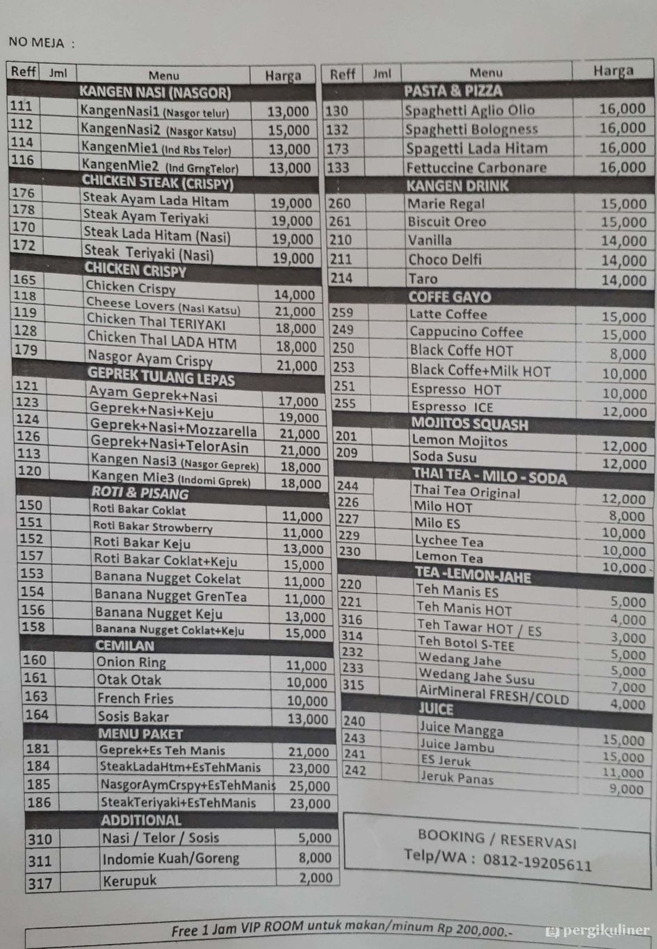 Selalu Diperbarui Menu Pasta Kangen Medan Satria Bekasi