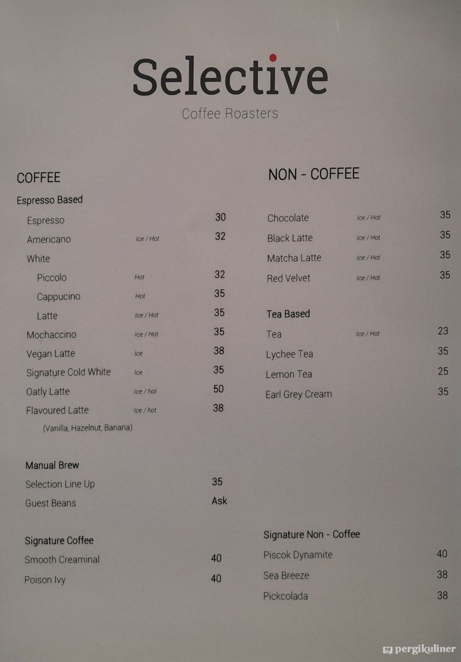 Selalu diperbarui! Menu Selective Coffee Roasters, Kelapa Gading