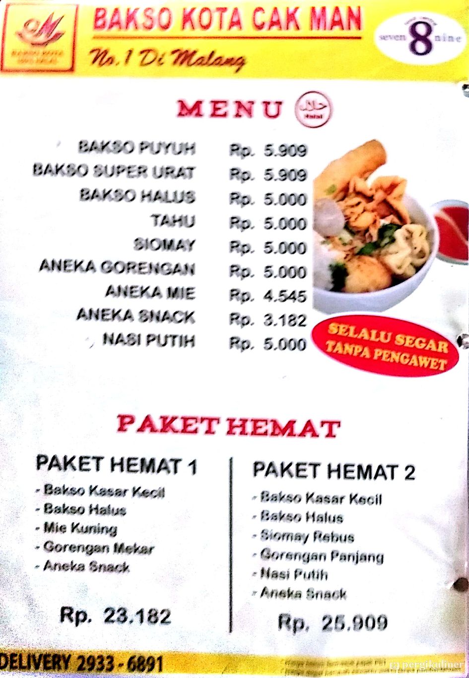Selalu Diperbarui Menu Bakso Kota Cak Man Kebon Jeruk