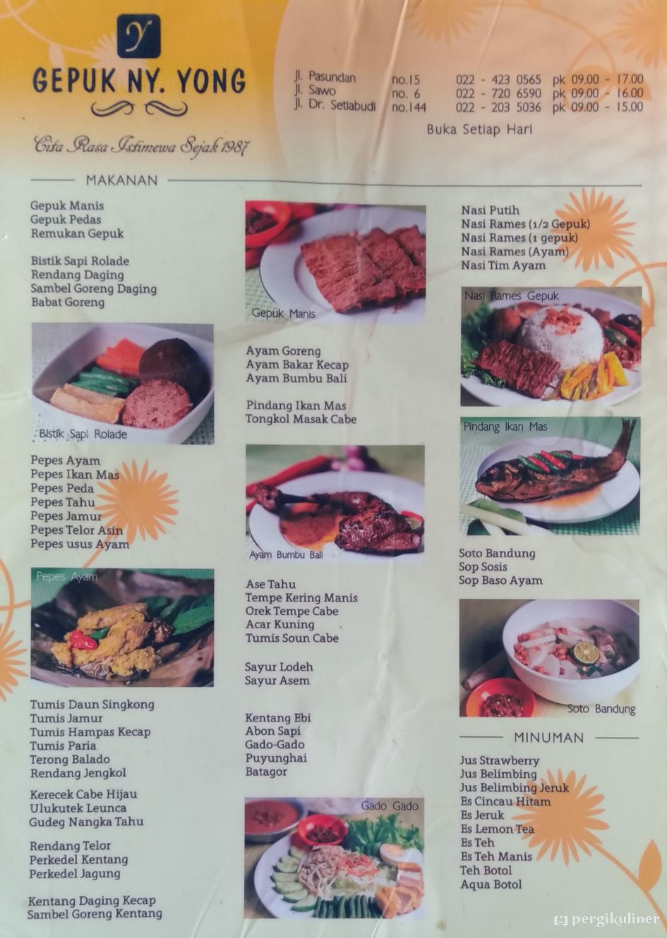 Selalu Diperbarui Menu Gepuk Ny Yong Riau Bandung