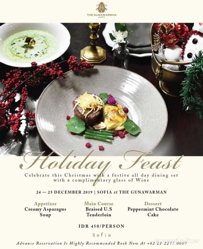 Christmas Set Menu di Sofia at The Gunawarman