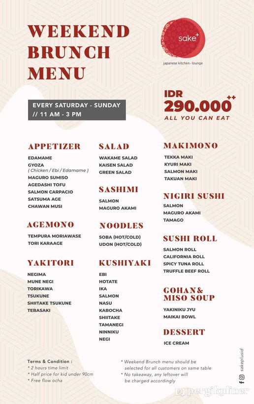 All You Can Eat, Weekend Brunch di Sake+