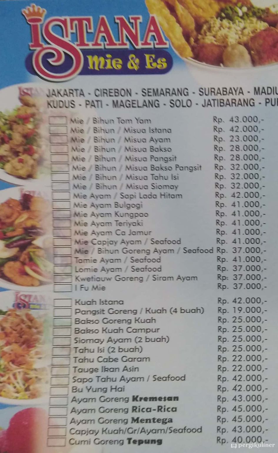Selalu Diperbarui Menu Istana Mie Es Genteng Surabaya