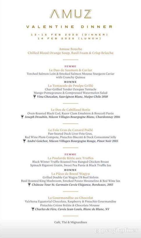 Valentine Set Menu di Amuz