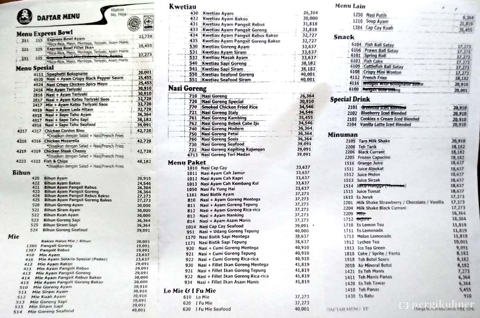 Selalu diperbarui! Menu Solaria, Pancoran Mas, Depok