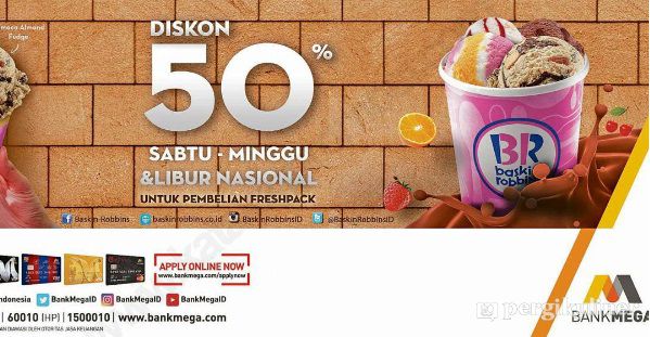 50% - Kartu Kredit Bank Mega di Baskin Robbins