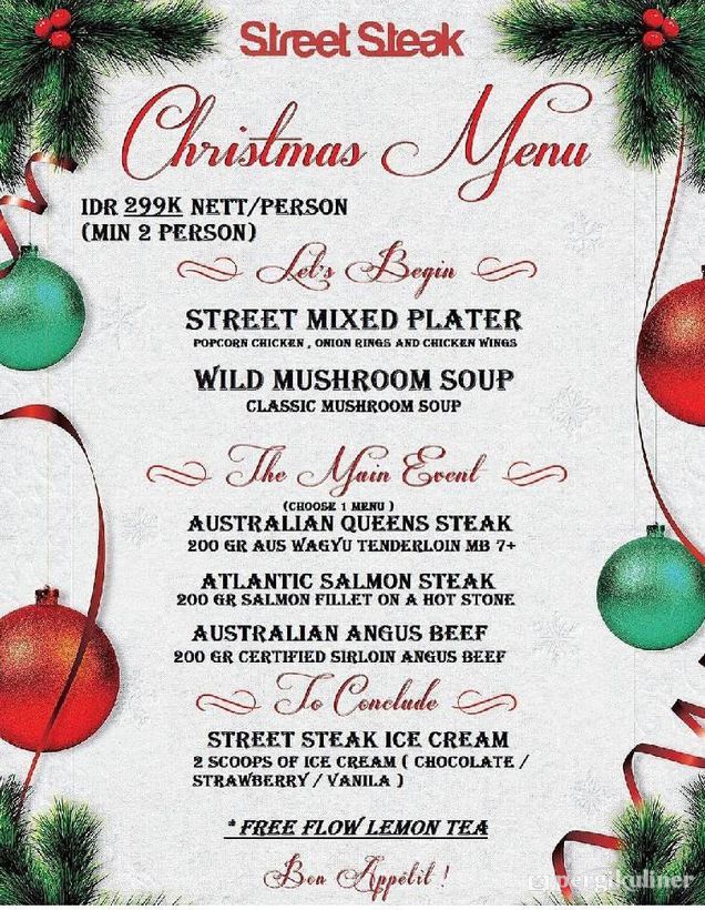 Christmas Set Menu Promo Dan Diskon Di Street Steak Kelapa Gading