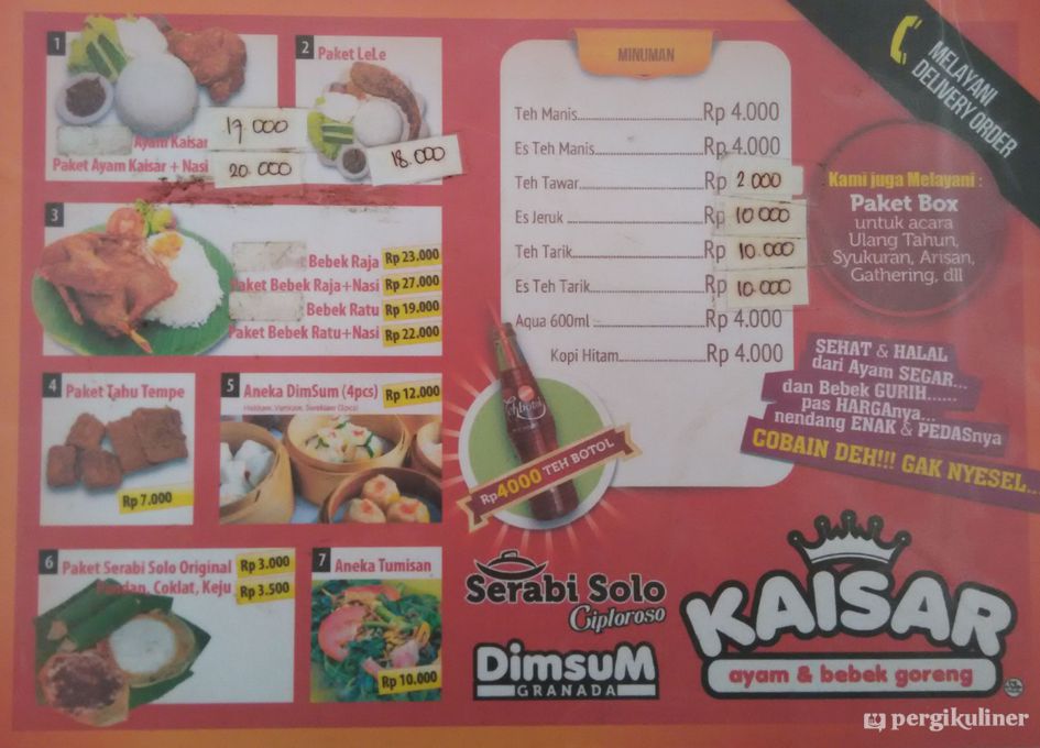 Selalu diperbarui! Menu Kaisar Ayam & Bebek Goreng, Tanah Sareal, Bogor
