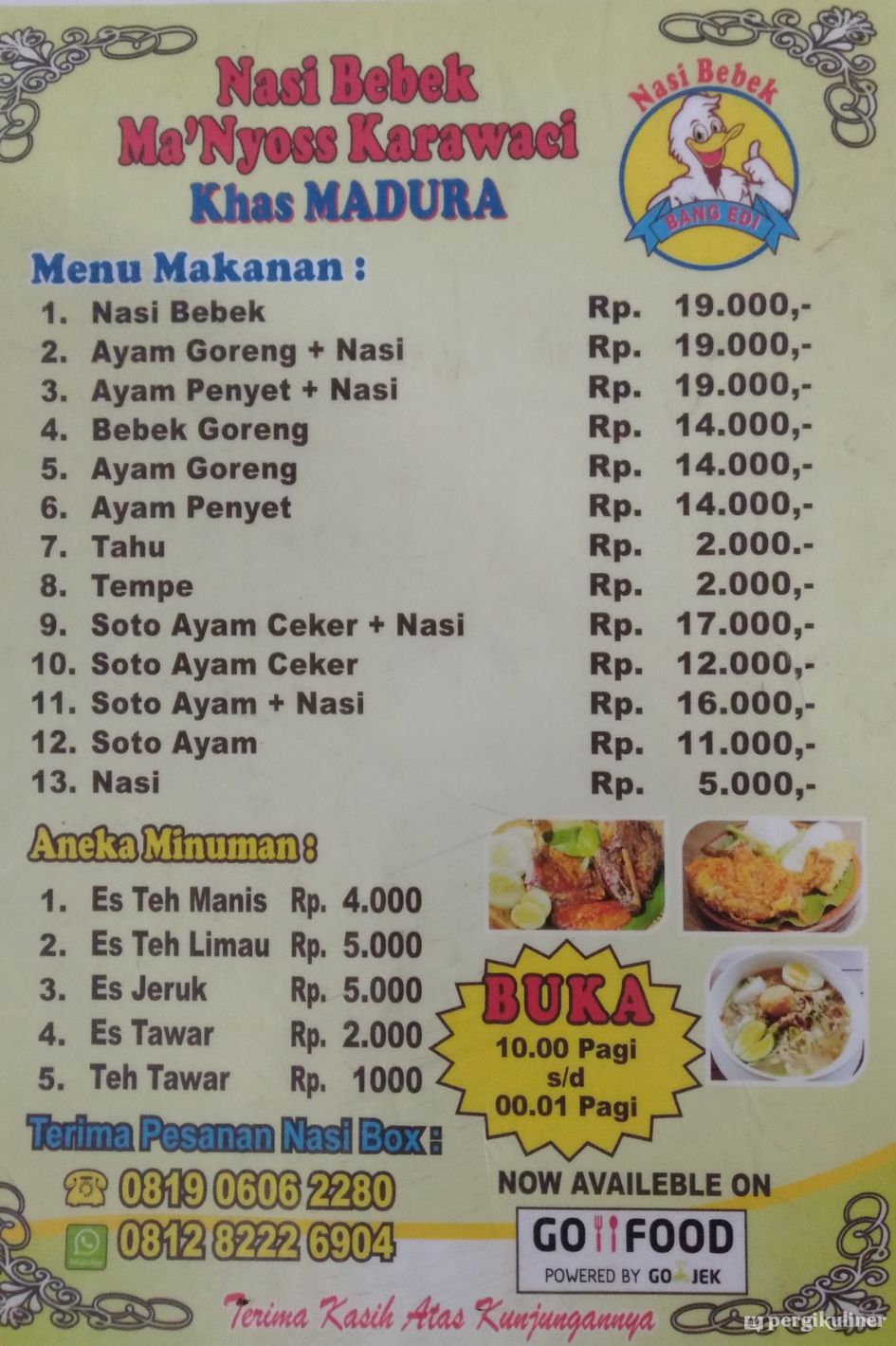 Selalu Diperbarui Menu Nasi Bebek Ma Nyos Gading Serpong Tangerang