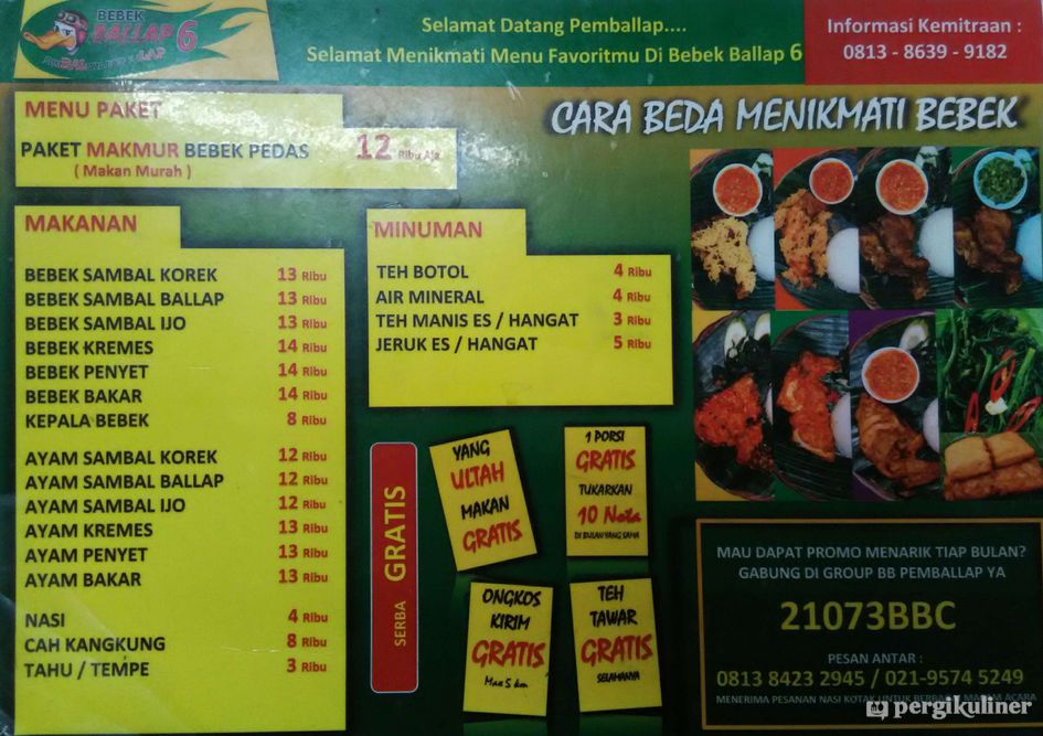 Selalu Diperbarui Menu Bebek Ballap 6 Cimanggis Depok