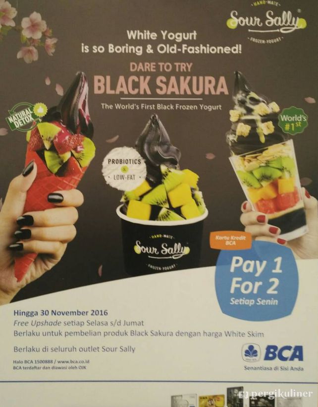 Setiap Senin Beli 1 Large  Black Sakura, Gratis 1 Reguler dengan Kartu Kredit BCA di Sour Sally