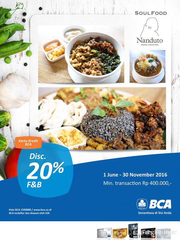 20% - Kartu Kredit BCA - Promo dan diskon di Soulfood Kemang ...