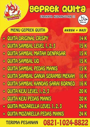 Foto 2 - Menu di Geprek Quita oleh Valdo Maryunis